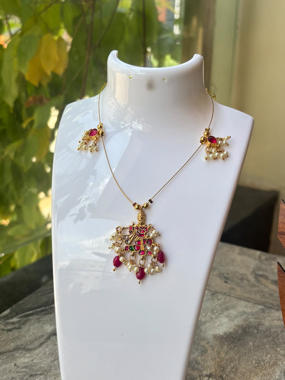 Temple Pendant Necklace Set (Pink) whatsapp image 2026 06 24 at 18.29.55