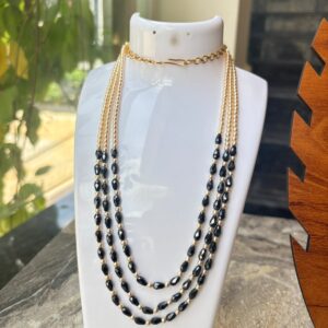 Black Crystal Layered Necklace