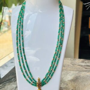 Emerald Bead Pendant Mala