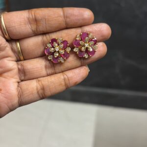 Ruby Floral Stud Earrings