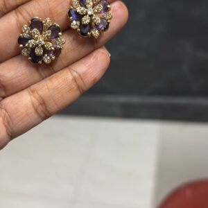 Amethyst Floral Stud Earrings