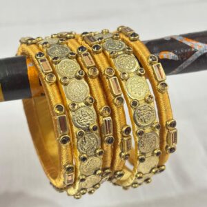 Handcrafted Heritage Coin Silk Thread Bangles Set