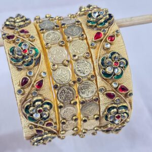 Handcrafted Heritage Floral Temple Bangles Set