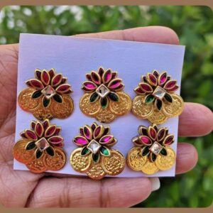 handcrafted temple coin floral hair brooch