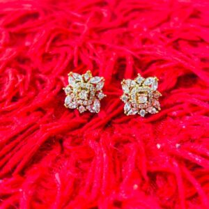 Diamond blossom stud earrings
