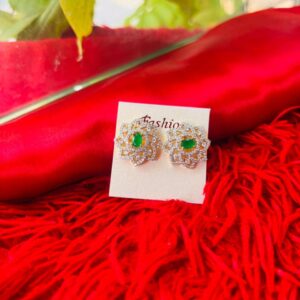 Emerald peacock bloom stud earrings