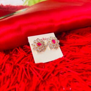 Ruby peacock bloom stud earrings