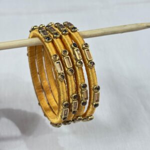golden crystal silk thread bangles
