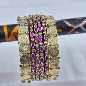 royal lakshmi coin silk thread bangles set