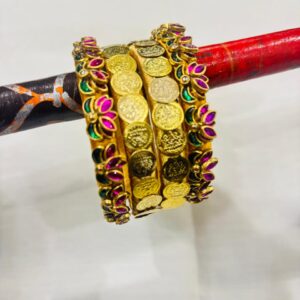 royal lotus lakshmi coin bangles set