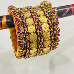 royal bridal lakshmi coin bangle set