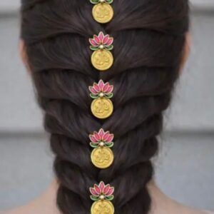 lakshmi lotus coin hair clips