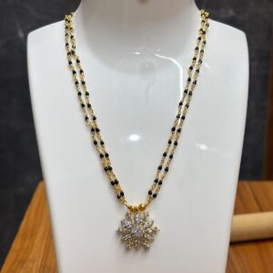elegant double layer black beads mangalsutra