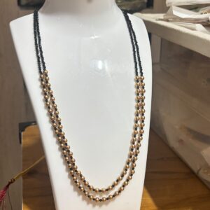 2 layer golden swarovski & black crystal necklace