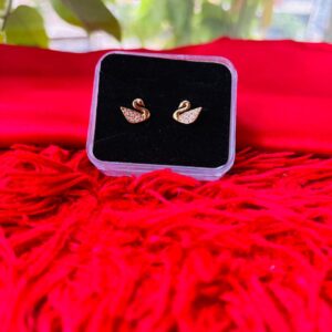crystal swan stud earrings